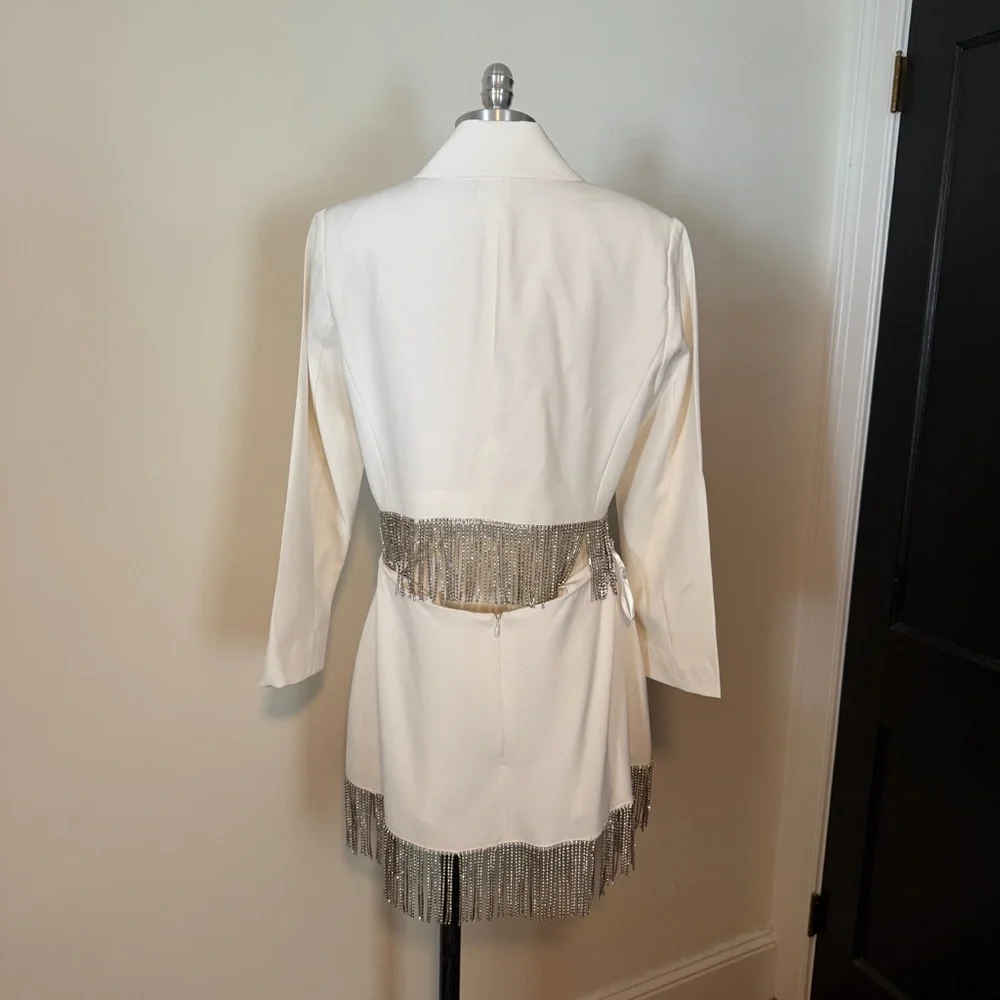 Gianni Bini White Rhinestone Fringe Two Piece Set - Picture 7 of 14
